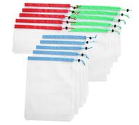 TIKATARER Mesh Produce Bags, 15pcs 3 Sized Drawstring Mesh Bags Reusable Produce Bags Vegetable Bags for Refrigerator Food Safe Mesh Bags for Fruits, Vegetable, Food, Toys, Grocery Storage
