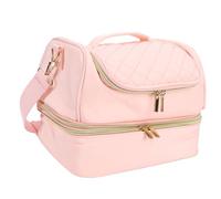 TIKATARER Nail Polish Bag, Double Tiers Foldable Adjustable Shoulder Strap Storage for 35 Bottles & Accessories, with Top Handle & Luggage Strap