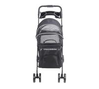 TIKATARER Pet Stroller, One Click Folding Cat Stroller, 4 Wheels Dog Wagon with Sun Shades and Cup Holder, 3 Direction Sunshade & Flexible Front Wheels, Suitable for Travel (Black)