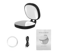 TIKATARER Phone Magnetic Beauty Selfie Light with Makeup Mirror, 360 LED Selfie Ring Fill Light with 3 Color Adjustable, Foldable Portable Ring, Ideal for Vlog Selfies & Photography (Black)