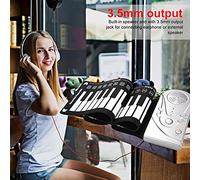 TIKATARER Portable Keyboard Piano, 49 Keys Electronic Keyboard Hand Rolling Up Piano Roll Up with Built in Speakers and 3.5mm Output Jack Foldable for (Silver)