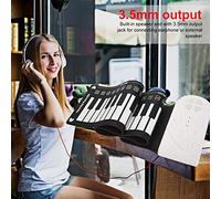 TIKATARER Portable Keyboard Piano, 49 Keys Electronic Keyboard Hand Rolling Up Piano Roll Up with Built in Speakers and 3.5mm Output Jack Foldable for (White)
