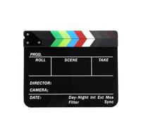 TIKATARER Professional Film Clapperboard with Built in Magnets for Authentic Snap Sound, 3mm Thick Acrylic, Color Calibration Strips, 30x24cm Erasable Surfaces for Directors (Black)