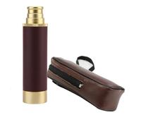 TIKATARER Retro Pirate Telescope, Zoomable Monocular for Camping Hiking Boating, Vintage Brass Handheld Telescope with Leather Case WaterResistant Foldable Design (25x30)