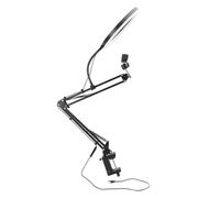 TIKATARER Ring Light, Ring Light For Desk with Clamp Phone Holder Stabilizer Selfie 3 Color Temperature Retractable Arm Overhead Ringlight For Video Recording,Zoom