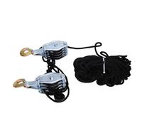 TIKATARER Rope Hoist Pulley System, 4 Wheel Heavy Duty Block and Tackle, 20m Rope Pulley System with 8:1 Lifting Power & 4400lbs Breaking Strength, Ideal for Garage, Warehouse &