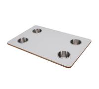 TIKATARER RV Table Top Replacement, Solid Wood 600x400x16mm with 4 Stainless Steel Cup Holders & Polished Rounded Corners, Ideal for RV Trailer Motorhome Yacht Boat Deck Dining Office