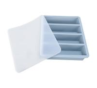 TIKATARER Silicone Ice Tray for Water Bottles, 4 Sticks (Blue) | Removable Lid, Food Grade Silicone, Narrow Bar Mold for Cocktails, Coffee, Travel