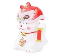 TIKATARER Solar Lucky Cat, Light Sensing Fortune Cat 3.15x1.77in, Plastic Cat Ornaments Waving Arm, Nodding Cat Decor for Home Car Desk Dashboards, Good Luck Gifts (White)