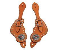 TIKATARER Spur Straps, Womens Spur Straps for Horse Riding Drum Racing Show Leather with Buckle Cowboy Boot for Horse Riding Equipment Brown