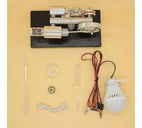 TIKATARER Stirling Engine Motor Model, Electricity Generator Power Dynamo with Metal Flywheel LED Bulb, Ideal for Adults Kids Science Experiment Education (Black)