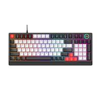 TIKATARER T WOLF T50 RGB Mechanical Keyboard, 98 Key Hot Swappable Blue Switch with Dynamic 16.8M Color RGB Lighting, Ergonomic Design for PC Gaming, Work & Multimedia Knob (Black Gray Red)