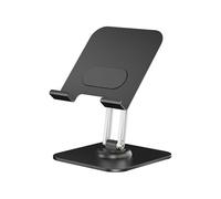 TIKATARER Tablet Stand, 360 Degree Rotating Adjustable Foldable Desktop Phone Tablet Holder, Portable Aluminum Alloy Docking Station, Ideal for Home Kitchen (Black)
