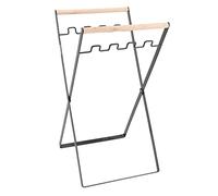 TIKATARER Trash Bag Holder, Iron Trash Bag Holder, Foldable Garbage Bag Stand, Portabl Trash Bag Rack Bag Holder Stand with Rubber Wood Handle Portable Trash Bag Holder for Indoor Outdoor