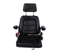 TIKATARER Universal Tractor Seat, Adjustable Backrest Degrees Ergonomic Design with PVC Leather & Metal Frame, Ideal for Forklift, Skid Loader, Backhoe & Excavator (With armrest)