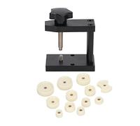 TIKATARER Watch Press Tool, Aluminum Alloy Black Body Watch Back Press Tool Watch Press Set Back Case Closer 12 White ABS Model Watch Back Cover Press for Snap Off Watch Back Case