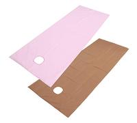 TIKATARER Watertight Oil Proof Massage Bed Sheet, Polyester Fiber Spa Cover with Face Breath Hole, Ideal for Salon & Beauty Massage, 200x75cm (pink+dark coffee)
