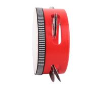 TIKATARER Wooden Tambourine, Handheld Percussion Instrument with Jingles & Hand Bells, Percussion Instruments for Kids Adults, Ideal for Music Education & Dance Performance (4 Inch Red)