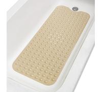 TIKE SMART Extra-Long Non-Slip Bathtub & Shower Mat 39”x16” (Smooth/Non-Textured Tubs Only) Safe, Clean, Machine-Washable, Superior Grip&Drainage, Vinyl, Opaque Light Brown