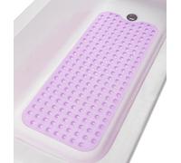 TIKE SMART Extra-Long Non-Slip Bathtub & Shower Mat 39”x16” (Smooth/Non-Textured Tubs Only) Safe, Clean, Machine-Washable, Superior Grip&Drainage, Vinyl, Transparent Purple