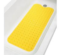 TIKE SMART Extra-Long Non-Slip Bathtub & Shower Mat 39”x16” (Smooth/Non-Textured Tubs Only) Safe, Clean, Machine-Washable, Superior Grip&Drainage, Vinyl, Opaque Yellow