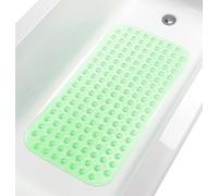 TIKE SMART Large Non-Slip Bathtub & Shower Mat 31 inch x16 inch (Smooth/Non-Textured Tubs Only) Safe, Clean, Machine-Washable, Superior Grip&Drainage, Vinyl, Transparent Light Green, Medium