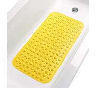 TIKE SMART Large Non-Slip Bathtub & Shower Mat 31”x16” (Smooth/Non-Textured Tubs Only) Safe, Clean, Machine-Washable, Superior Grip&Drainage, Vinyl, Opaque Yellow