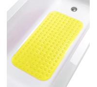 TIKE SMART Large Non-Slip Bathtub & Shower Mat 31”x16” (Smooth/Non-Textured Tubs Only) Safe, Clean, Machine-Washable, Superior Grip&Drainage, Vinyl, Transparent Light Yellow