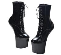 TIKENBST Heelless Ballet Heels Heelless Ballet Boots Ballet Toe Shoes Heelless Boots High Heels Sexy Platform Heelless Ballet Super High Ankle Boots,Black-46