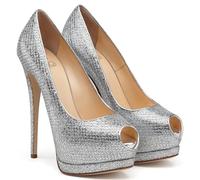 TIKENBST High Heels 17CM Ladies Waterproof Platform Pole Dance Custom Shoes Black Platform Heels For Women,Silver-38