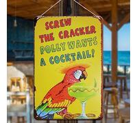 Tiki Bar Decor Tiki Bar Signs, Screw The Cracker Polly Wants a Cocktail Outdoor Bar Signs Wall Decor, Tiki Bar Accessories 30 x 20 cm Tiki Decorations Welcome Sign Pool Signs