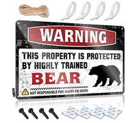 Tiki Bar Decorations New Cool Wall Art - Warning This Property Is Protected By A Highly Trained Bear Rustic Wall Art Decor Easy Hang For Hallway(30X40CM)
