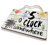 Tiki bar, Home bar, it s 5 o'clock somewhere Cocktails wooden plaque, wall sign
