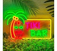 Tiki Bar Neon Sign Palm Tree LED Neon Light USB Powered Dimmable Tropical Beach Bar LED Light up Signs Wall Decor for Home Man Cave Pub Party Club Decoration Art Decor Gift