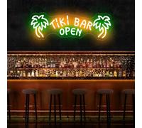 Tiki Bar Open Neon Art Sign, Tiki Bar Led Light Personalized Gifts Man Cave Pub Decoration