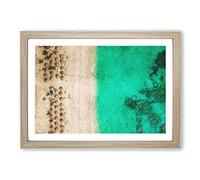 Tiki Beach in The Dominican Republic Painting Framed Print | A2 Oak Framed Wall Art | Ready to Hang | Modern Beach Picture | Living Room Bedroom Lounge Office