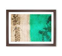 Tiki Beach in The Dominican Republic Painting Framed Print | A2 Walnut Framed Wall Art | Ready to Hang | Modern Beach Picture | Living Room Bedroom Lounge Office