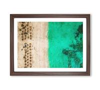 Tiki Beach In The Dominican Republic Painting Modern Art Framed Print | A3 Walnut Framed Wall Art | Ready to Hang | Modern Beach Picture | Living Room Bedroom Lounge Office