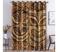 Tiki Curtains for Bedroom Living Room, Tropical Hawaii Tribe Blackout Curtains Eyelet 72 Drop - Thermal Patterned Window Drapes Home Decor 46x72 Inch 2 Panels K2