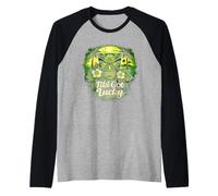 Tiki Got Lucky Hawaii Shamrock Tropical Island Vibes Raglan Baseball Tee