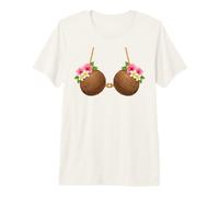Tiki Luau Hula Hawaiian Coconut Bra with Coconut Breasts Premium T-Shirt