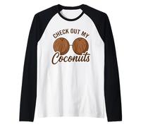 Tiki Luau Hula Hawaiian Coconut Bra with Coconut Breasts Raglan Baseball Tee