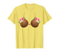 Tiki Luau Hula Hawaiian Coconut Bra with Coconut Breasts T-Shirt