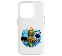 Tiki Man Shark Selfie - Funny Island Ocean Vibes Tropical Case for iPhone 14 Pro