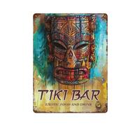 Tiki Mask Artistic Design Pattern Metal Tin Sign Plaque | Wall Decor for Cafe, Club Bar, Office, Home Garden Metal Poster 4x16Inch or 8x8inch