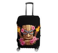 Tiki Mask Hawaiian Flowers Torches Luggage Covers for Suitcase Cover S | Carry On Protector Elastic Fabric Easy Installation Washable Fit 19-32 Inch