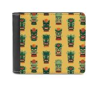 Tiki Mask Pattern Slim Men's Wallets Fashion Soft Front Pocket Bifold Wallet with ID Credit Card Holder