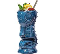 Tiki Mug 360ml/13oz Tiki Ceramic Mugs Lovely Seahorse Novelty Tiki Cocktail Cup for Hawaiian Party Barware Bar Decoration Accessories,Blue,360ML