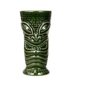 Tiki Mug Ceramic Hawaiian Cocktail Party, Zombie Skull, Large Wine Set, Exotic, Tropical, Handmade(Desperate - Green)