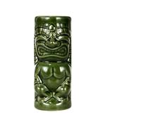 Tiki Mug Ceramic Hawaiian Cocktail Party, Zombie Skull, Large Wine Set, Exotic, Tropical, Handmade(McKay Statue -Green)
